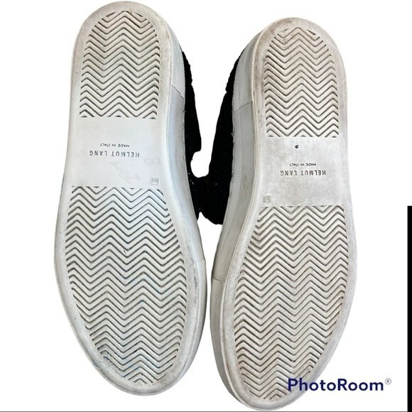 Helmut Lang Black Shearling Stitched High-Top Sneakers Size It 38.5 US 8.5 - Picture 8 of 8